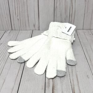 SONOMA Women's WHITE Chenille CUFF Knit WINTER GLOVES Lightweight TOUCH SCREEN